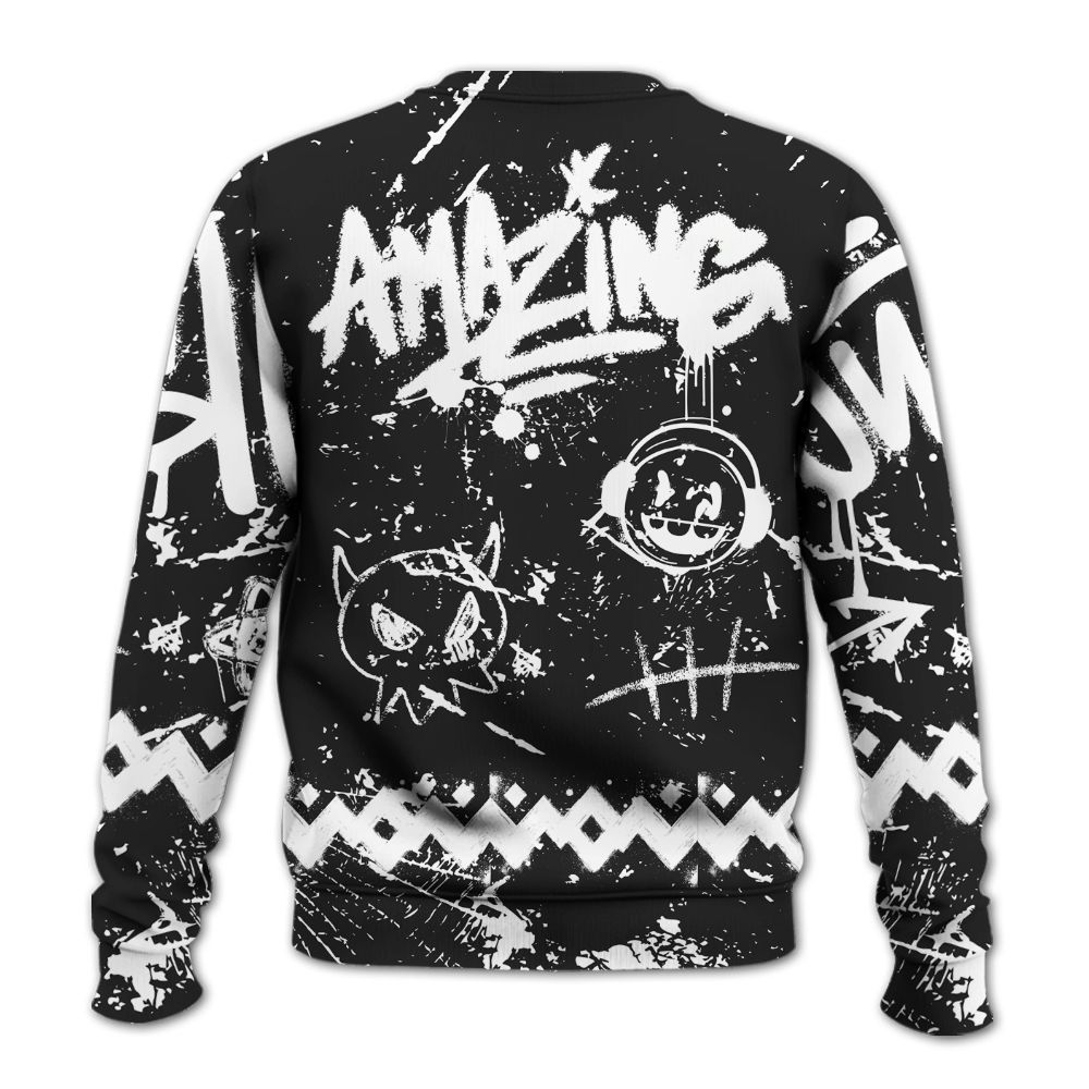 Sweatshirt To Match Black Cat 3s - Friday Sneaker Crayon All Over Print