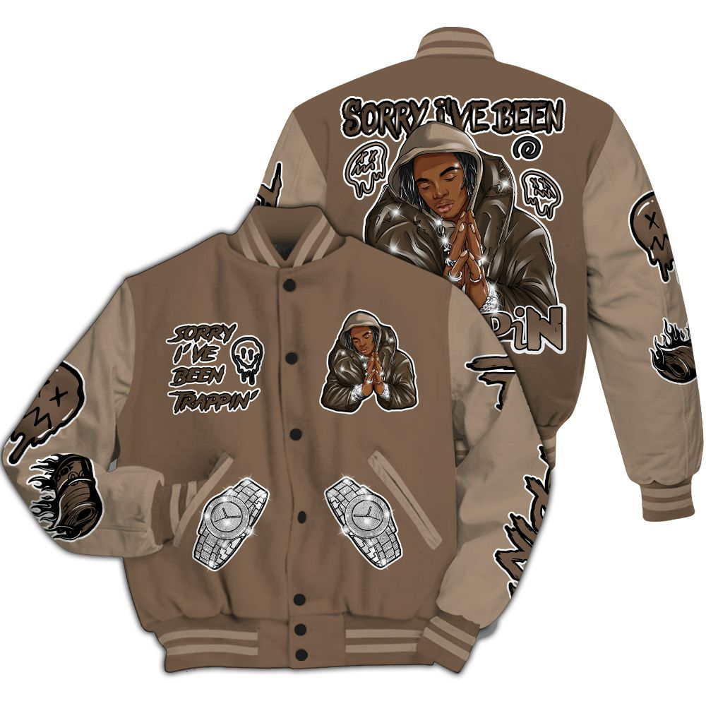 Varsity Jacket To Match Dark Mocha Jack - Trappin' Unique All Over Print