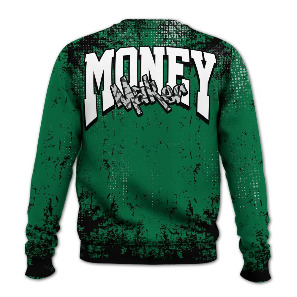 Sweatshirt To Match Pine Green 3s - Move In Silence Money Street Retro All Over Print