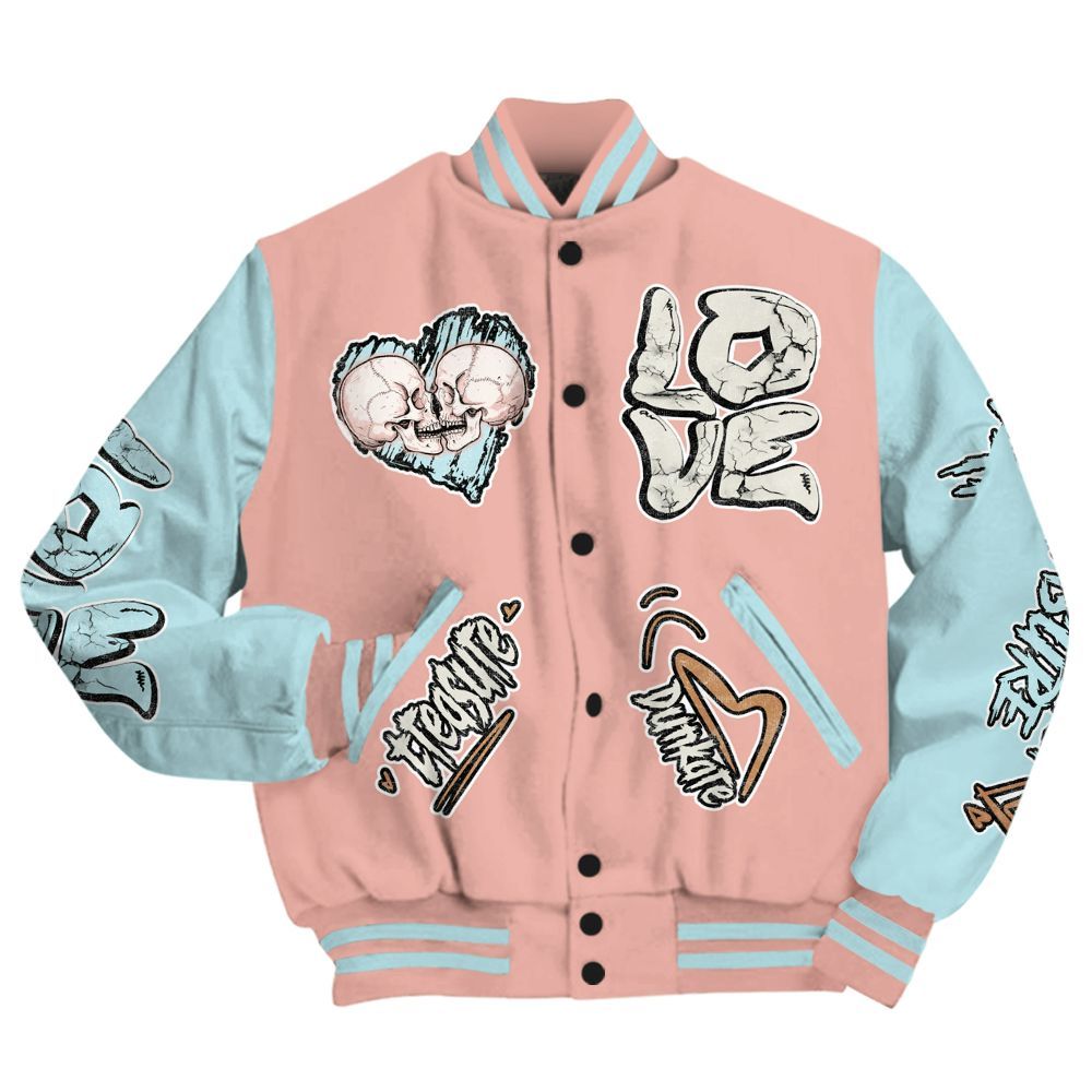Varsity Jacket To Match Dunk Low Glacier Arctic - Skull Bear All Over Print