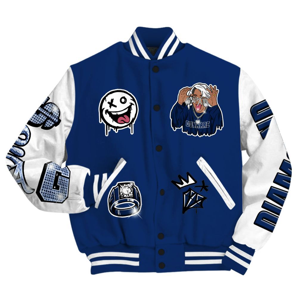 Varsity Jacket To Match High OG Deep Royal Blue 1s - Pressures Makes Varsity Jacket To Match All Over Print