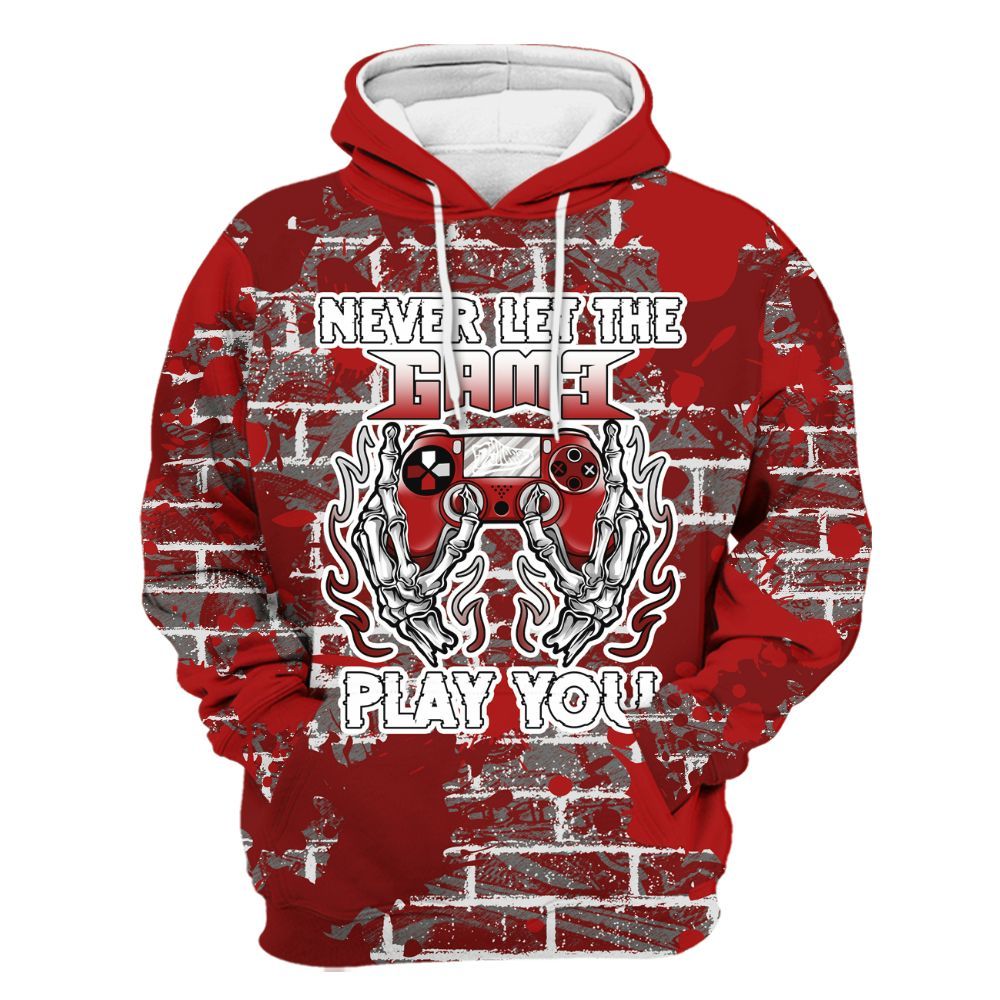 Hoodie To Match Red Taxi 12s - PlayGame Skull Brick All Over Print