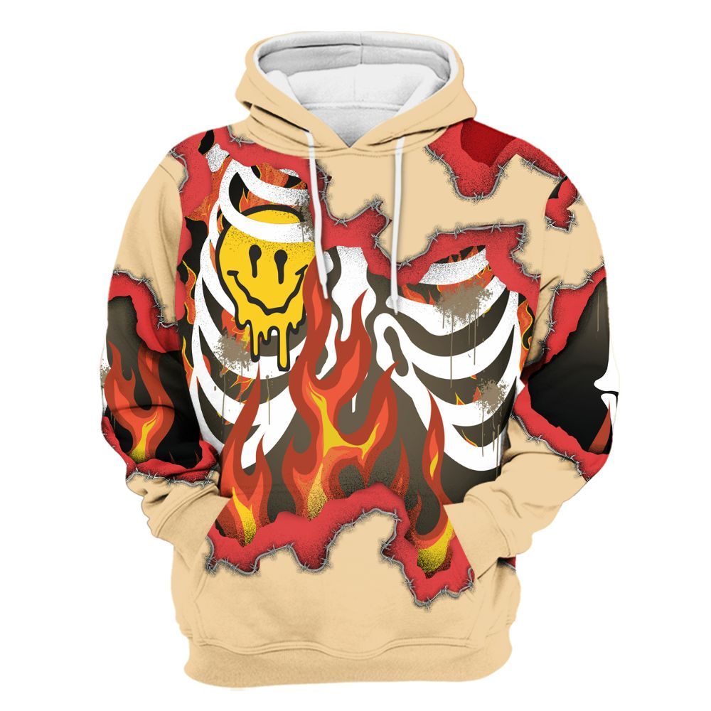 Hoodie To Match Dunk Low Strawberry Waffle - Skeleton On Fire Skrrt All Over Print