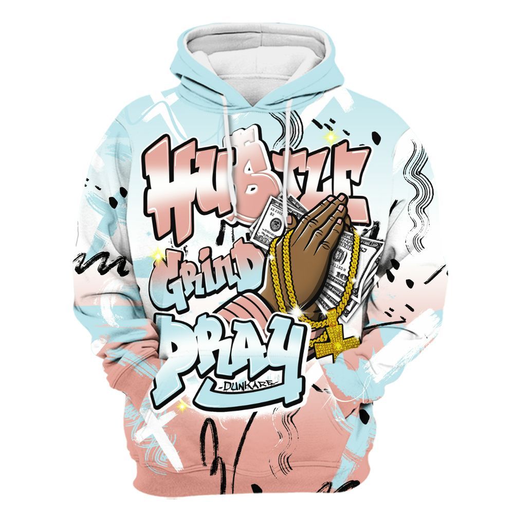 Hoodie To Match Dunk Low Glacier Arctic - Money Hustle Grind Pray All Over Print