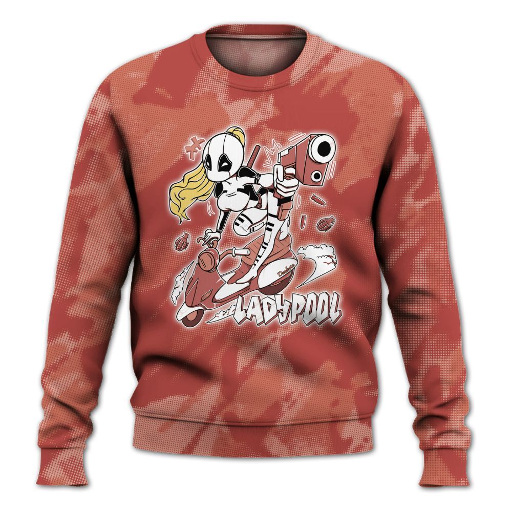 Sweatshirt To Match Dune Red 13s - Lady Pool Cartoon Abstract Halftone All Over Print