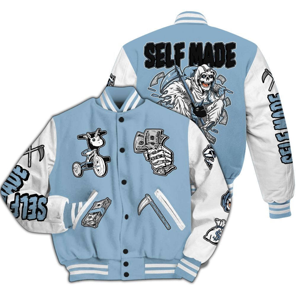 Varsity Jacket To Match High University Blue 1s - Self Make Skeleton All Over Print