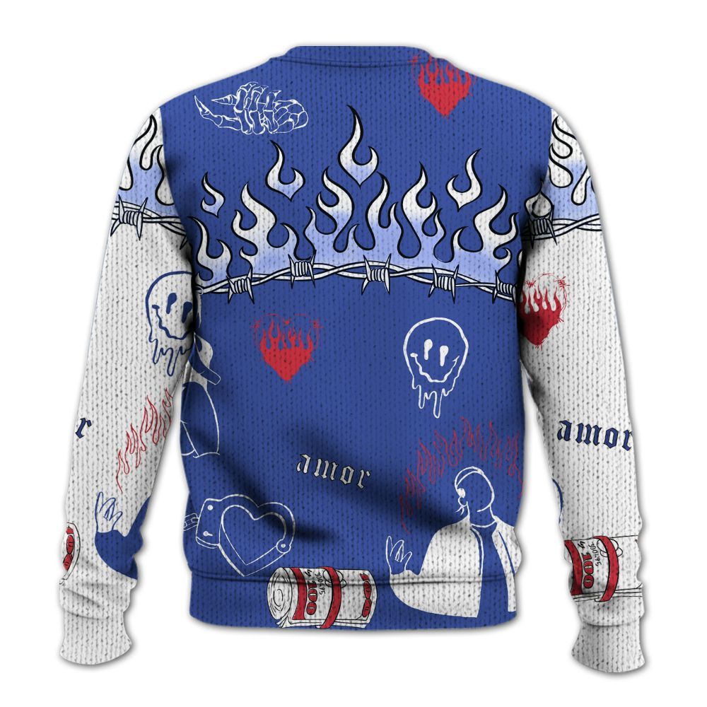 Knitted Sweater To Match Air Griffey Max USA Red White Blue 1s - Snake Trust No One