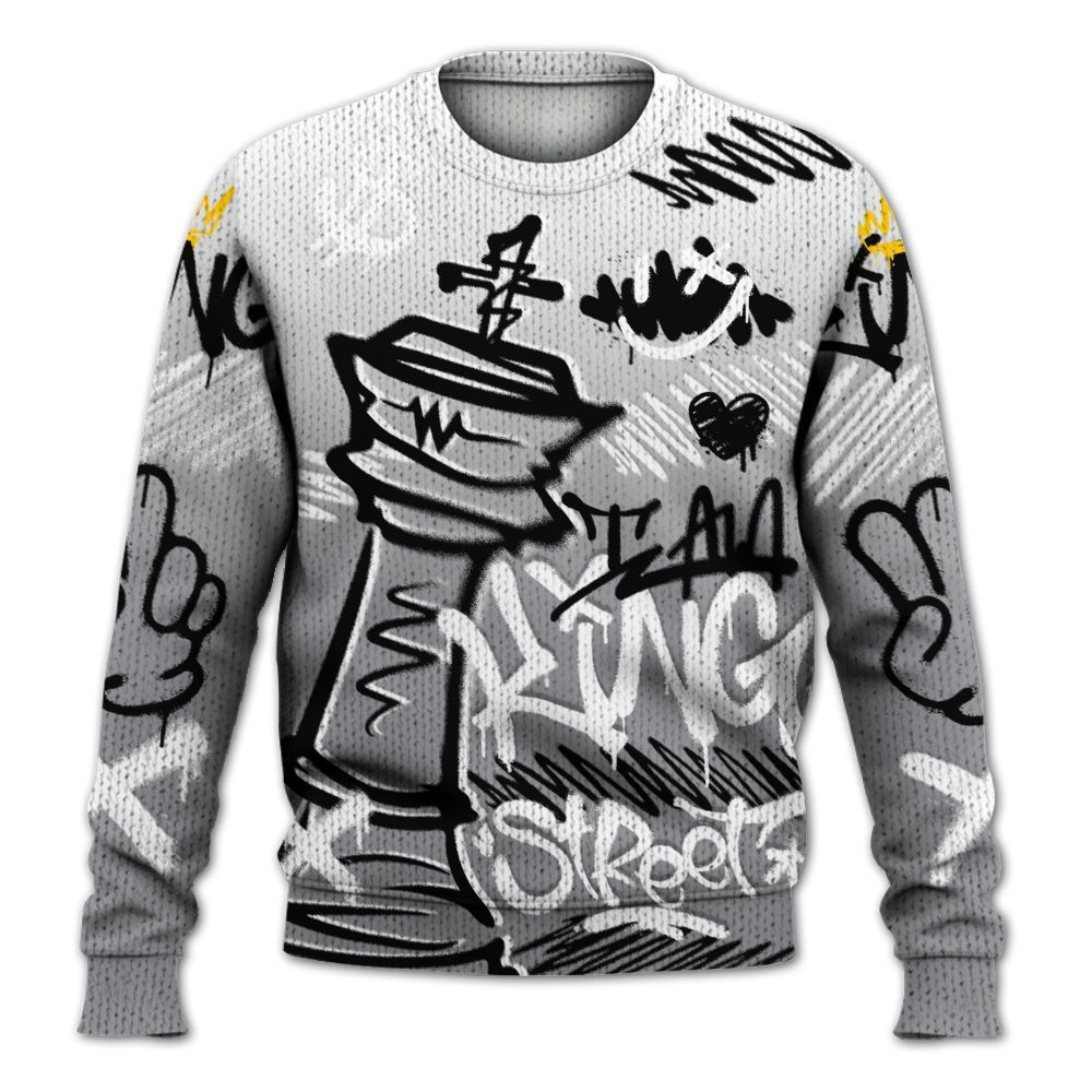 Knitted Sweater To Match Cement Grey 11s - Street King Chess Streetwear