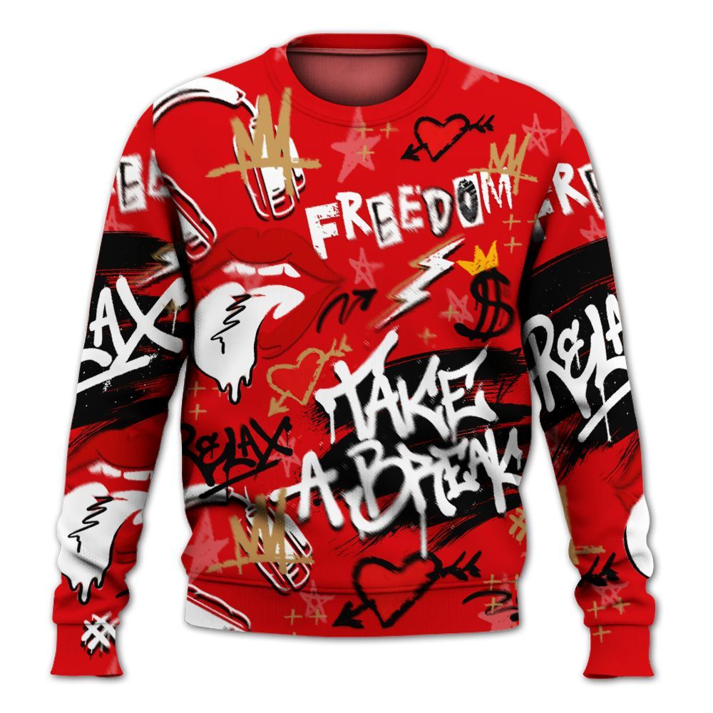 Sweatshirt To Match Kobe 5 Red Year Of The Mamba - Take Break Freedom Graffiti Streetwear All Over Print