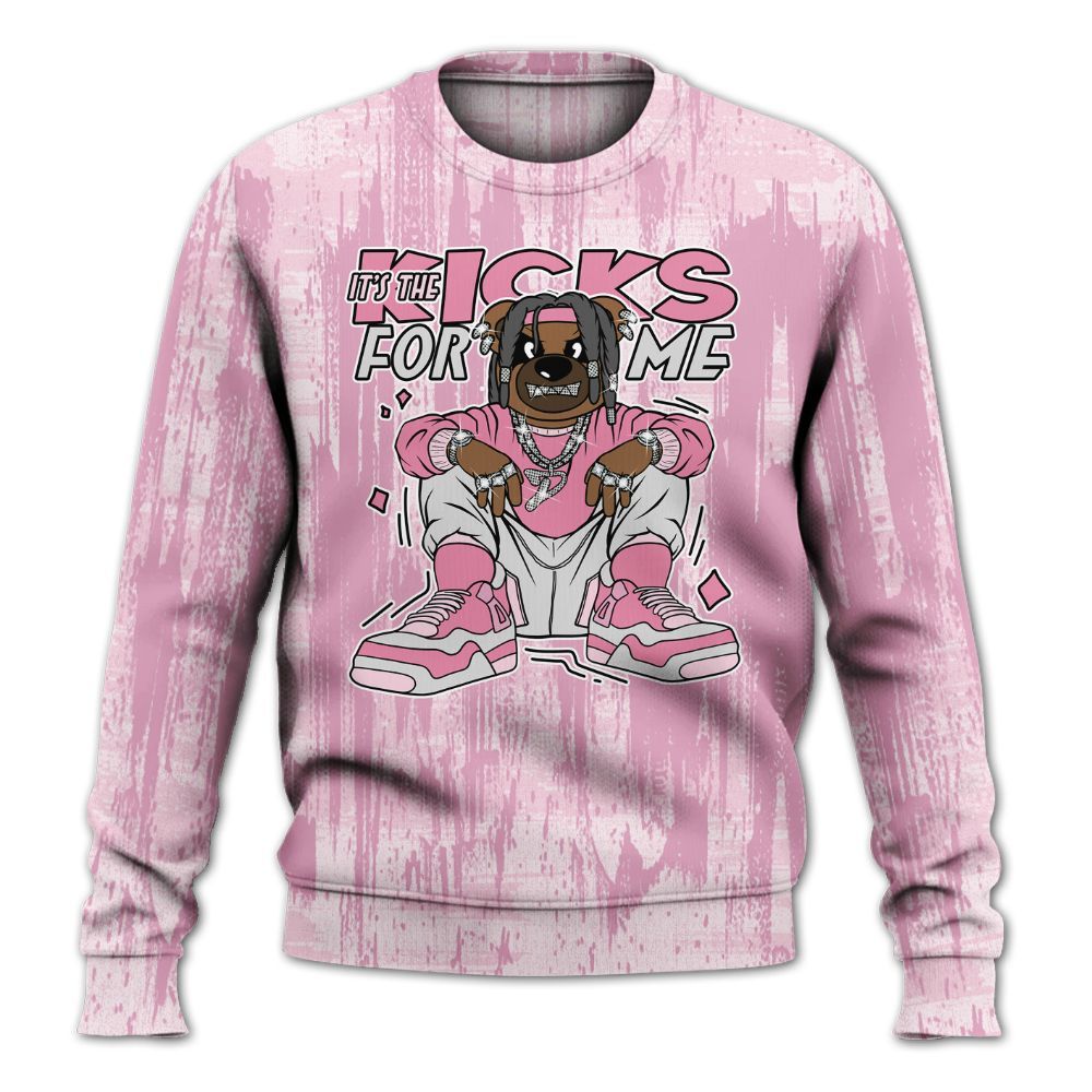 Sweatshirt To Match Orchid 4s - Sneakers Bear Glitch Art All Over Print