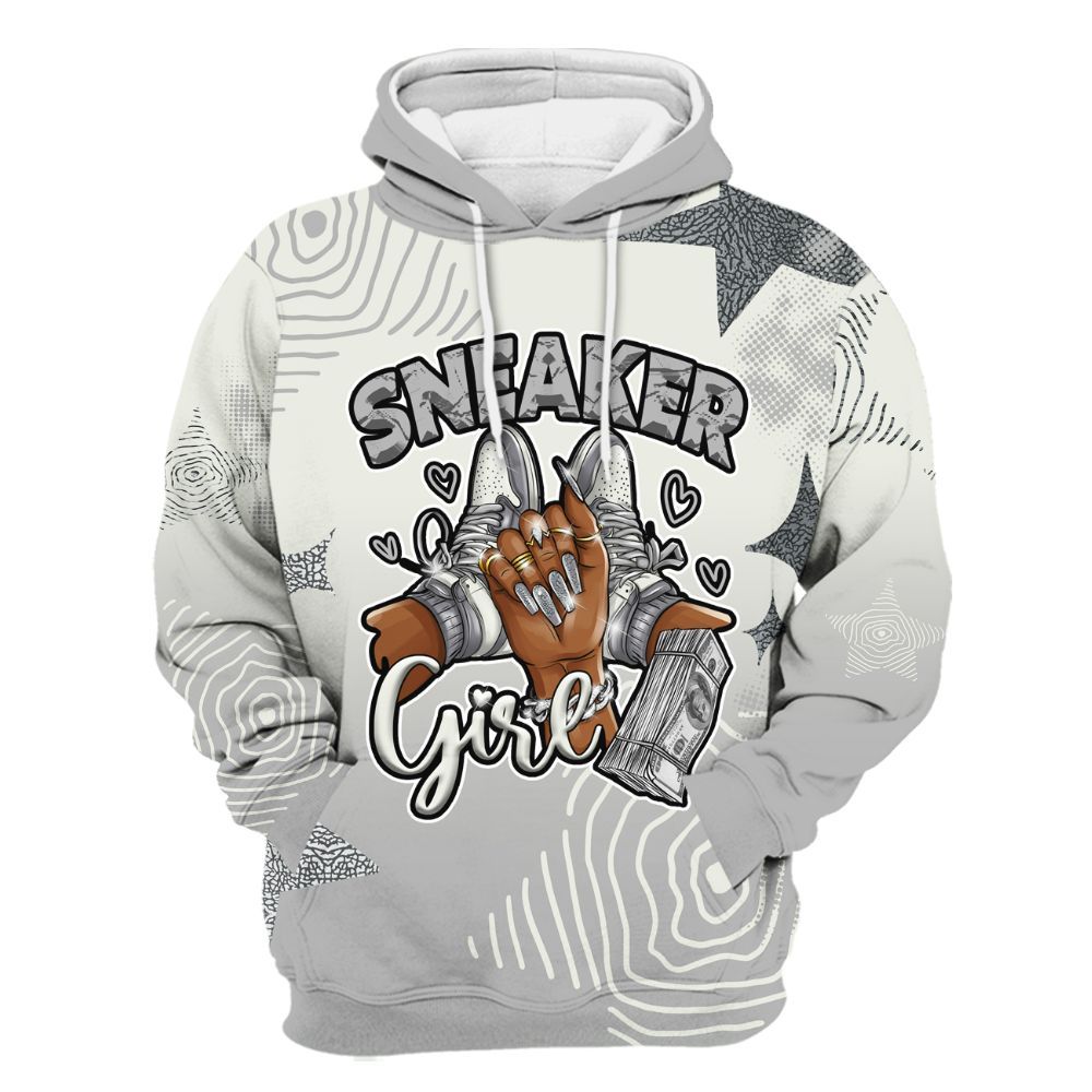 Hoodie To Match Cement Grey Silver 3s - Sneakerz Girlz Unique Starz All Over Print