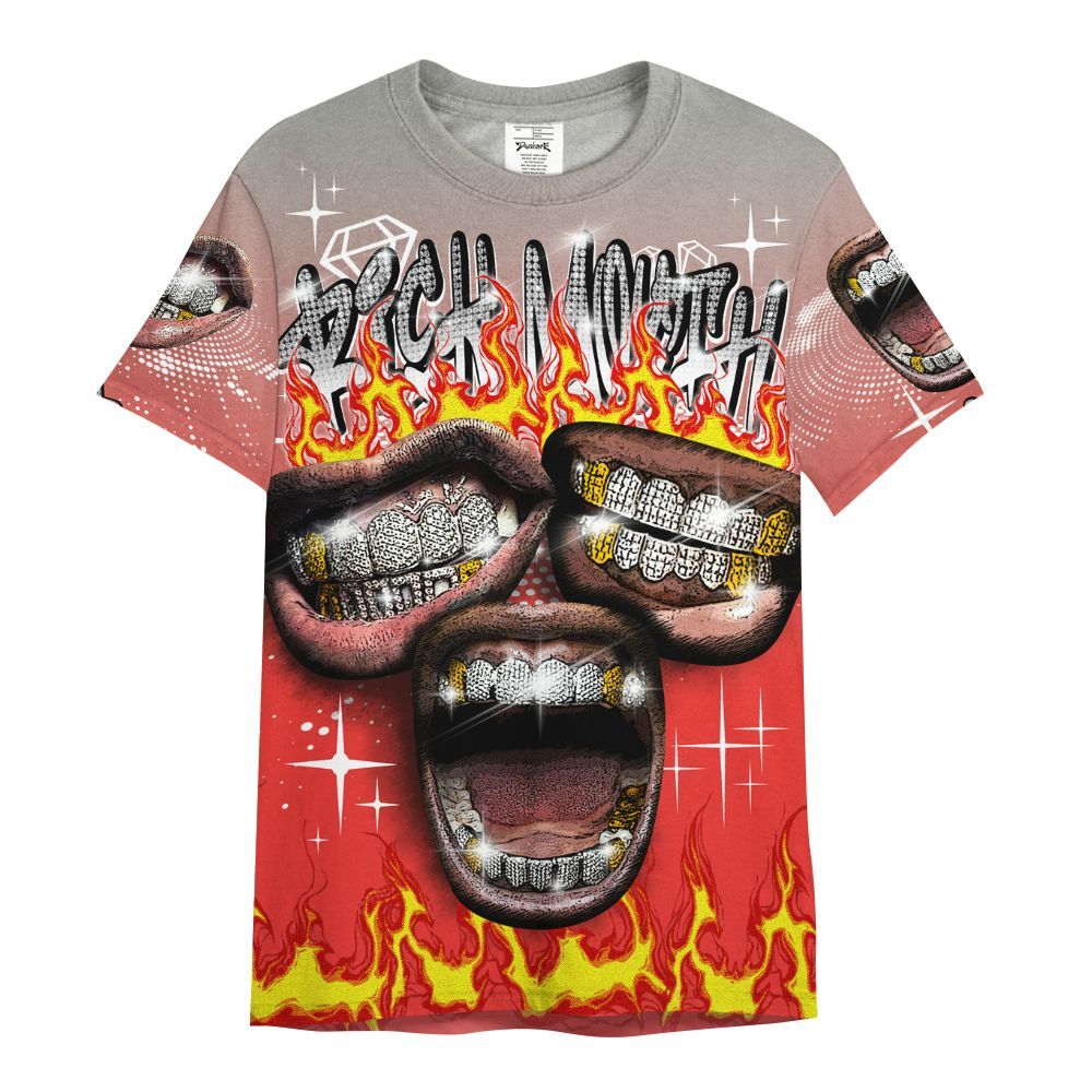 Shirt To Match Vomero 5 Bright Crimson - Rich Mouth Fire Rap Retro 90s All Over Print