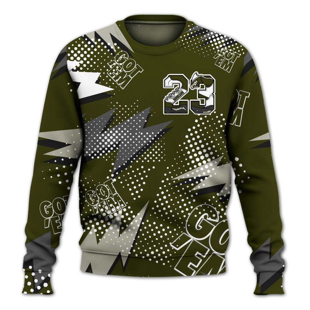 Sweatshirt To Match Dunk Low Pale Ivory Cargo Khaki - Custom Name Number 23 5s All Over Print