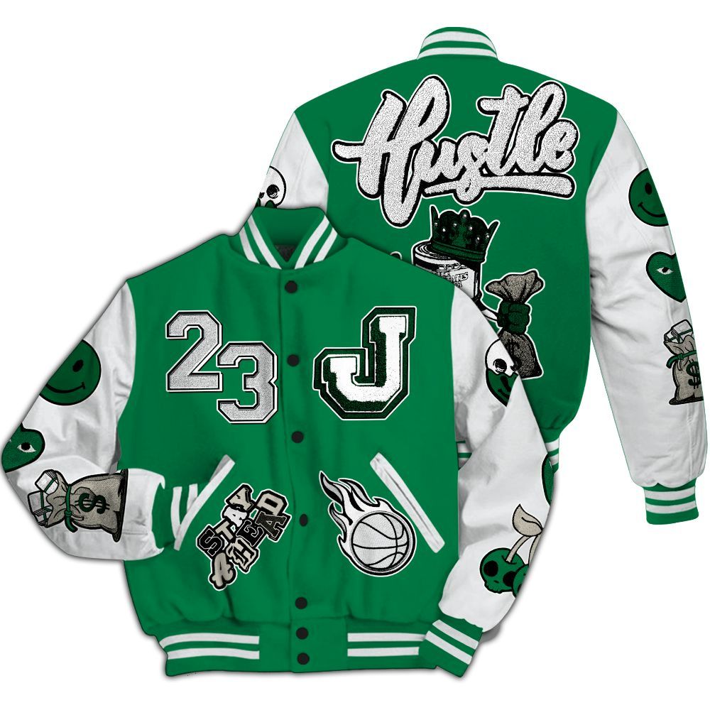 Varsity Jacket To Match Lucky Green 2s - Hustles Money Number 23 All Over Print