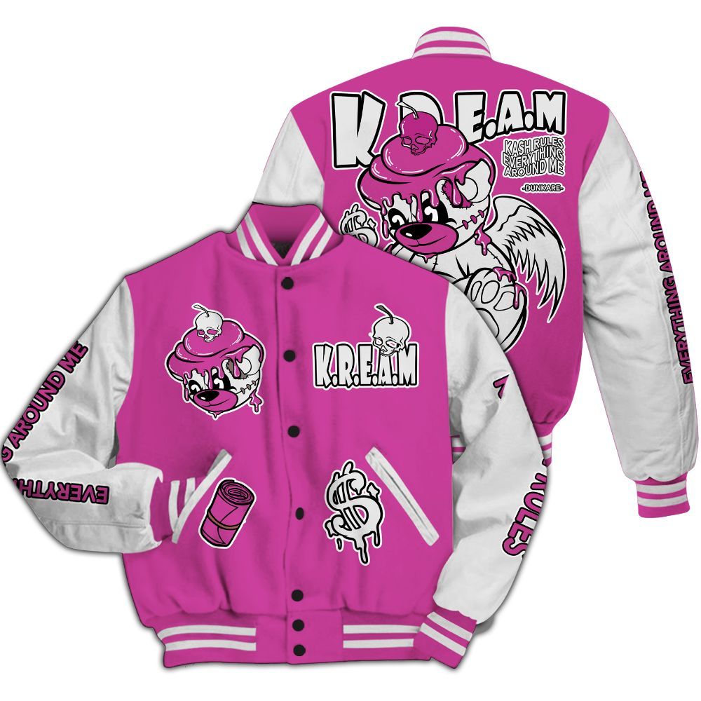 Varsity Jacket To Match Dunk Low Active Fuchsia - Loot Bear All Over Print