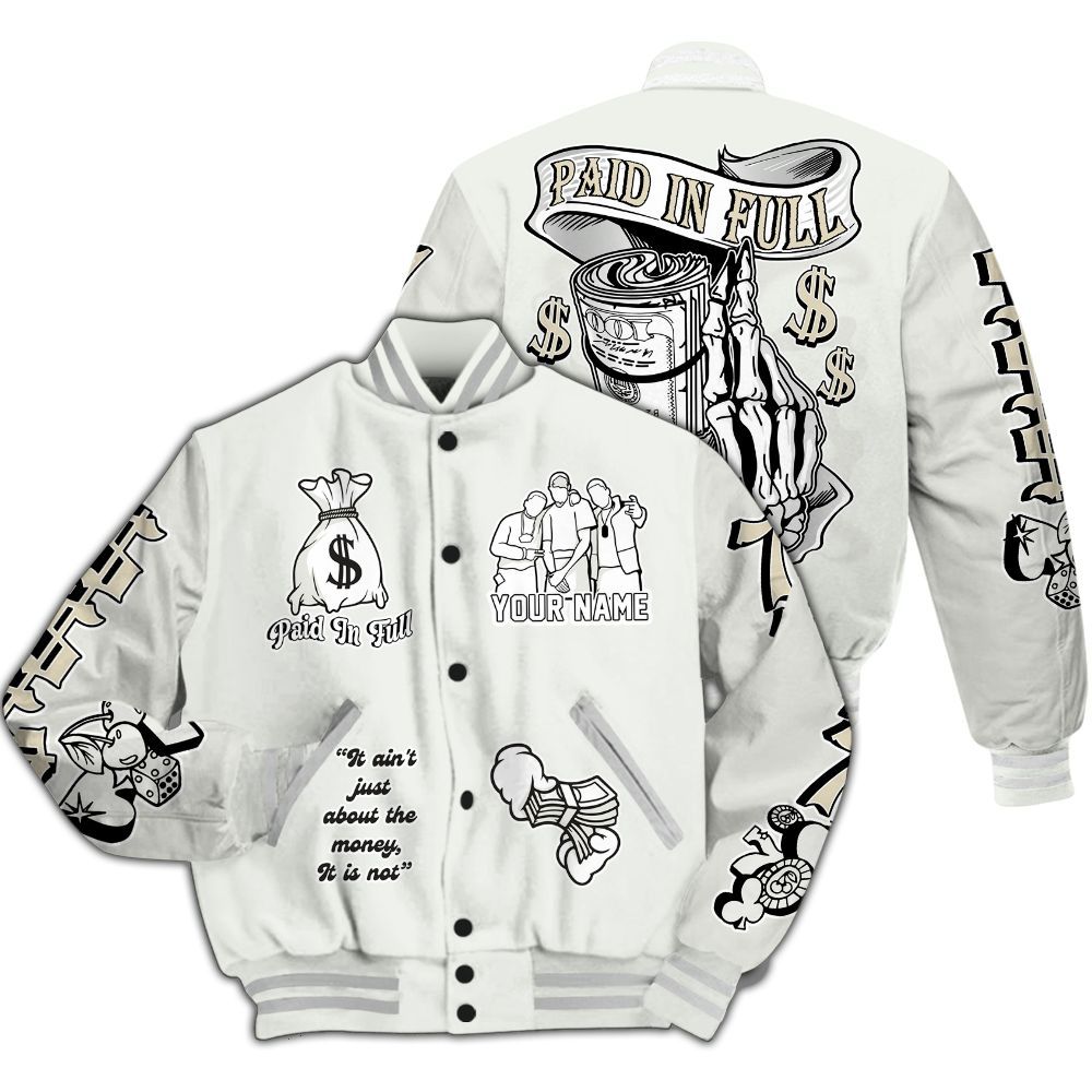 Varsity Jacket To Match Grand Finale 11s - Paid In Full Baseball Varsity Jacket Custom Name All Over Print