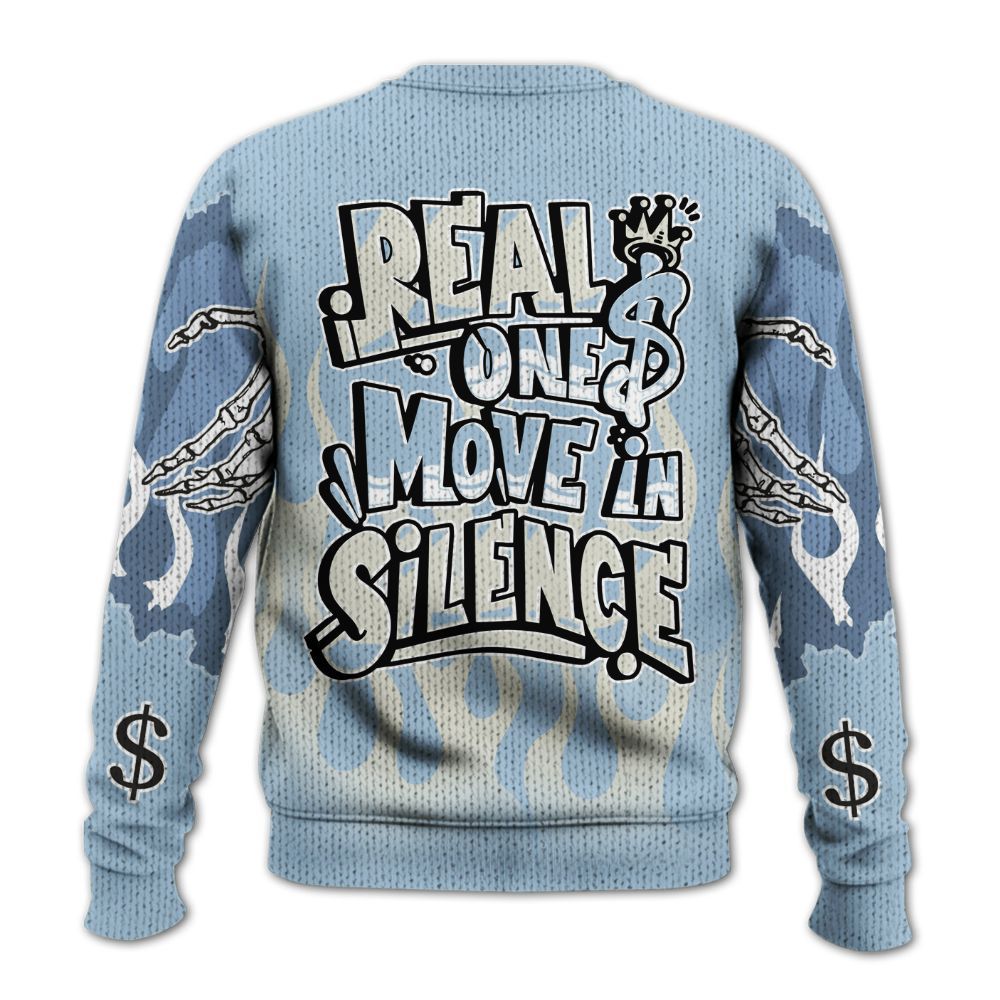Knitted Sweater To Match Forget Me Not 4s - Ones Move In Silence Graphic Trapped