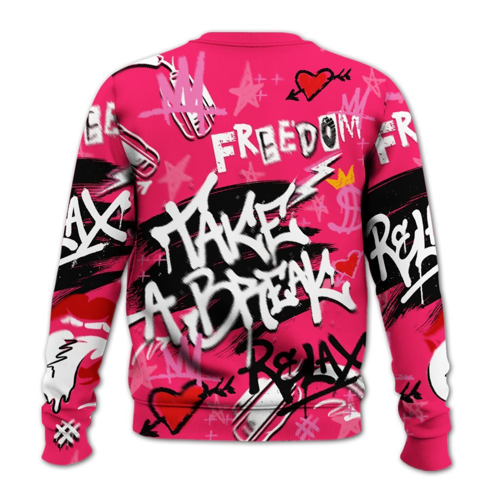 Sweatshirt To Match Air VaporMax Plus Triple Pink - Take Break Freedom Graffiti Streetwear All Over Print
