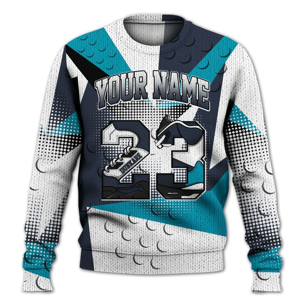 Knitted Sweater To Match Retro Obsidian 13s - Poly Custom Name Number 23 5s