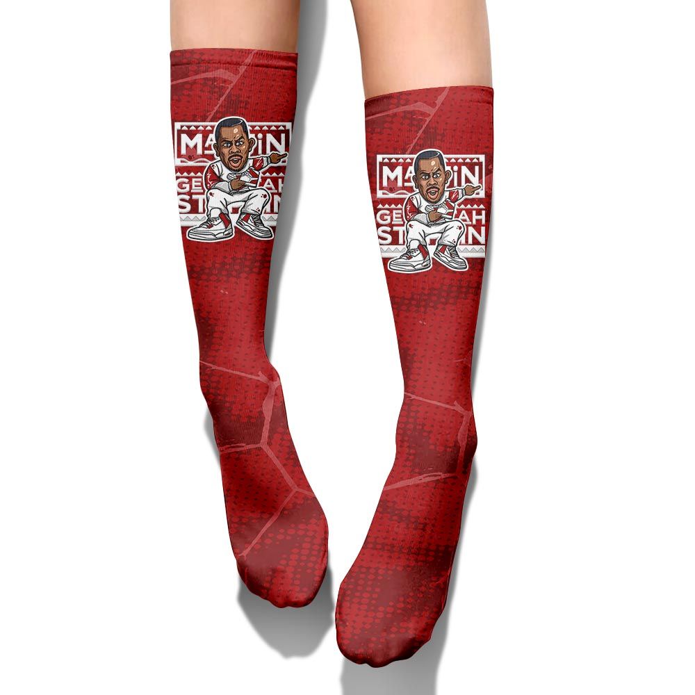 Sock To Match Red Taxi 12s - Get Tag Sneakers Steppin' Graphic