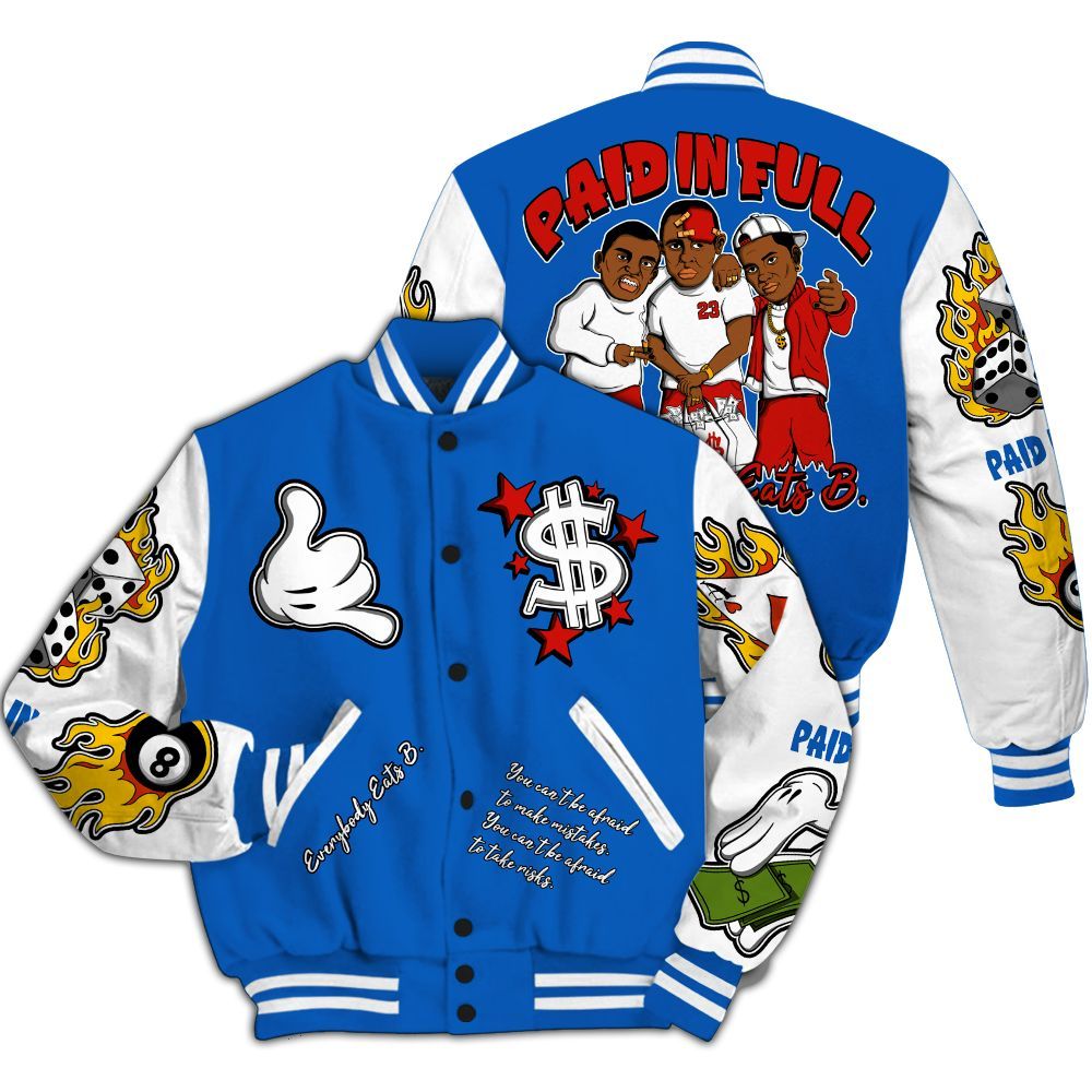Varsity Jacket To Match Kobe 6 Game Royal Shirt, Funny Everybody Paid In Full Graphic All Over Print