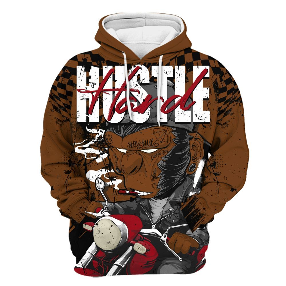 Hoodie To Match Archaeo Brown 5s - Hustle Hard Monkey All Over Print