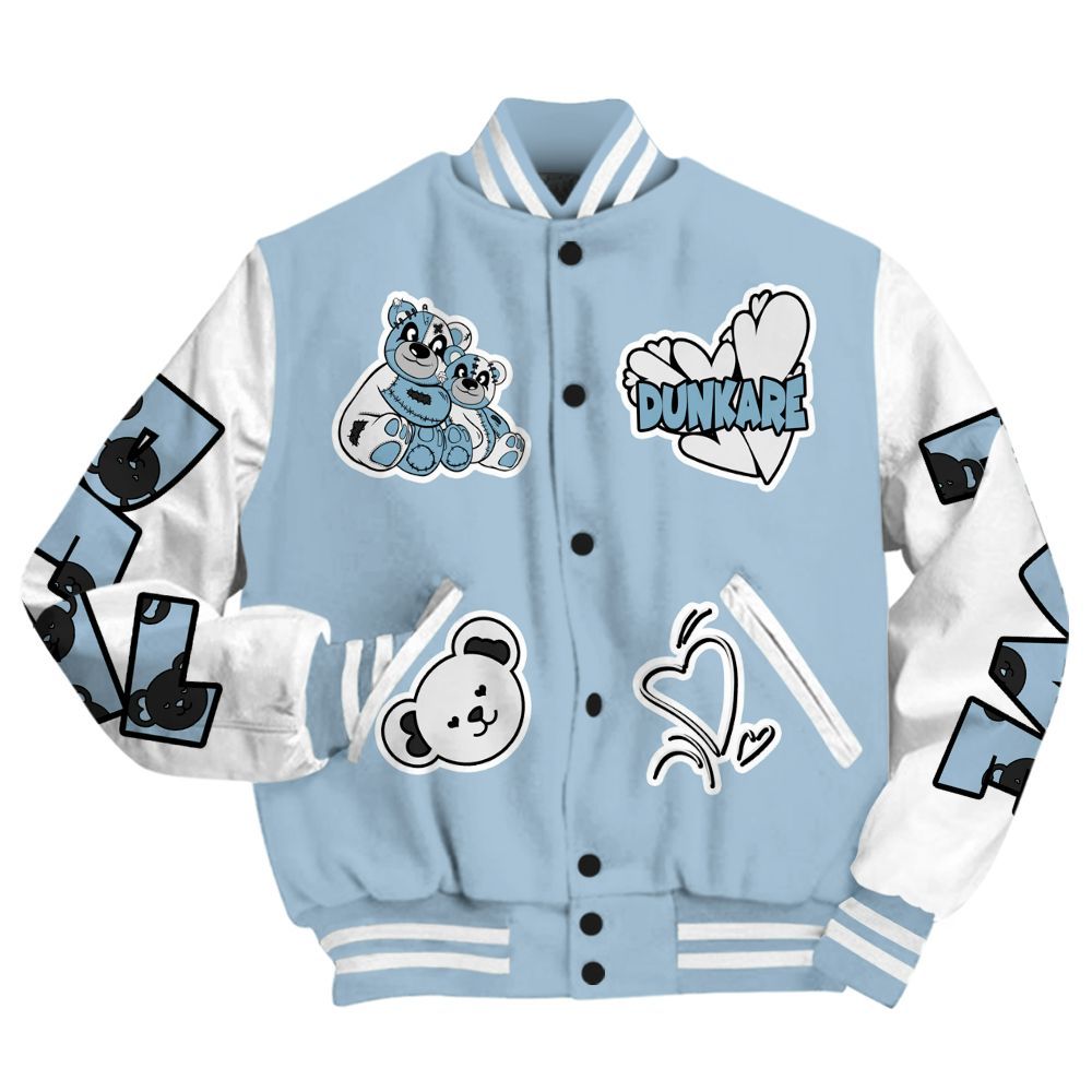 Varsity Jacket To Match Mid Ice Blue 1s - Sincere Fondness Bear All Over Print