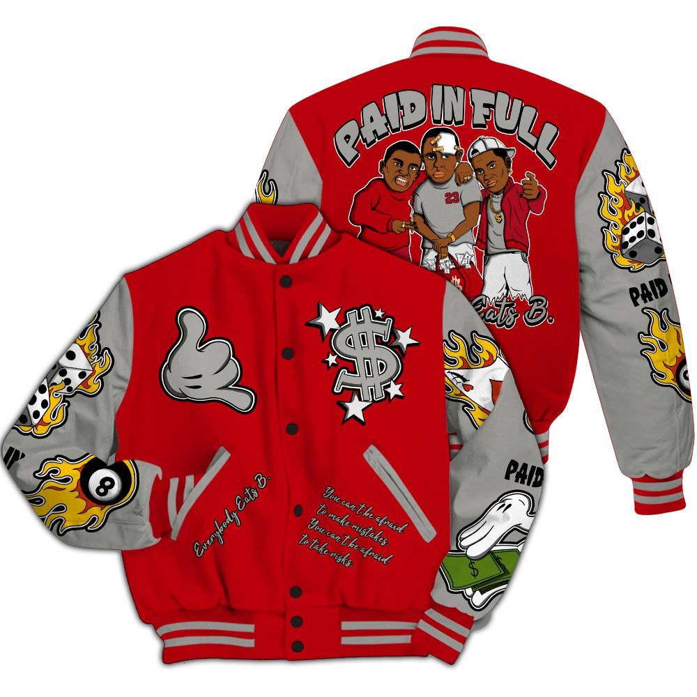 Varsity Jacket To Match Air Griffey Max Gray Reds 1s - Everybody Paid In Full Graphic All Over Print
