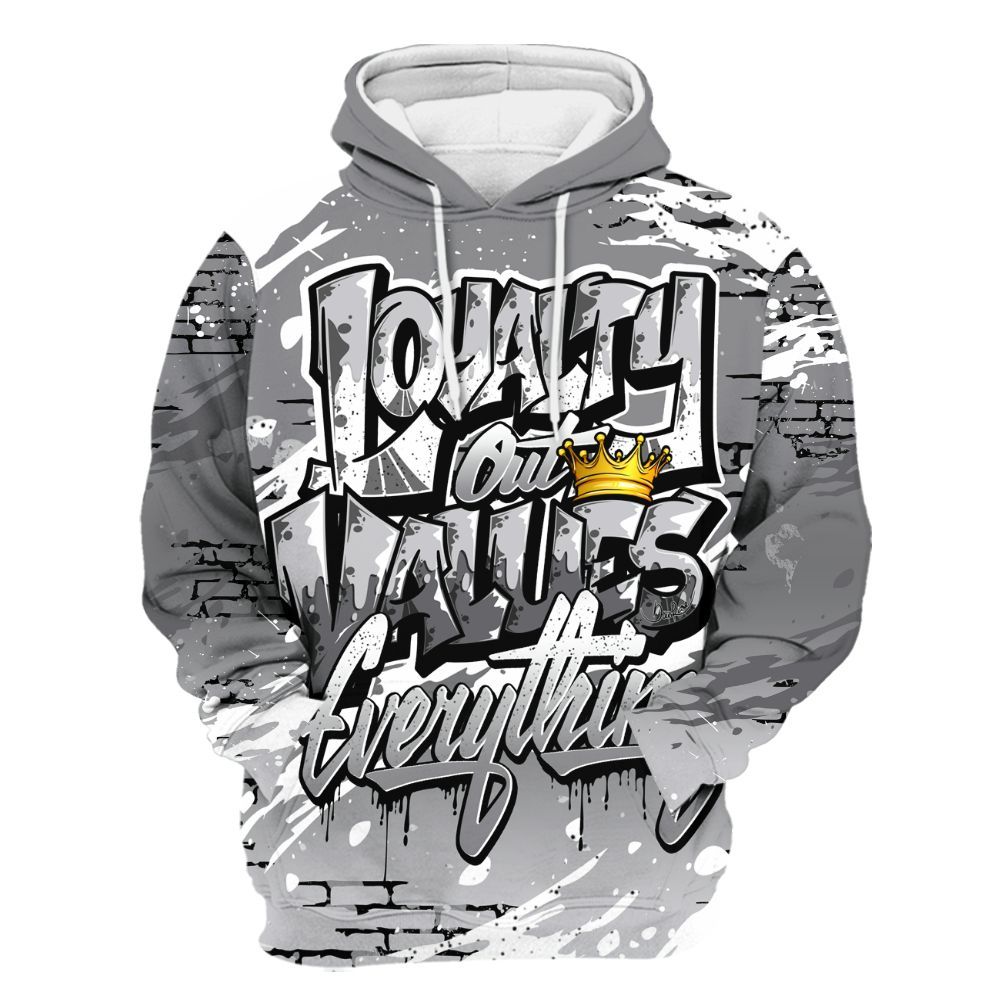 Hoodie To Match Retro Wolf Grey 5s - Values Of Loyalty Drip All Over Print