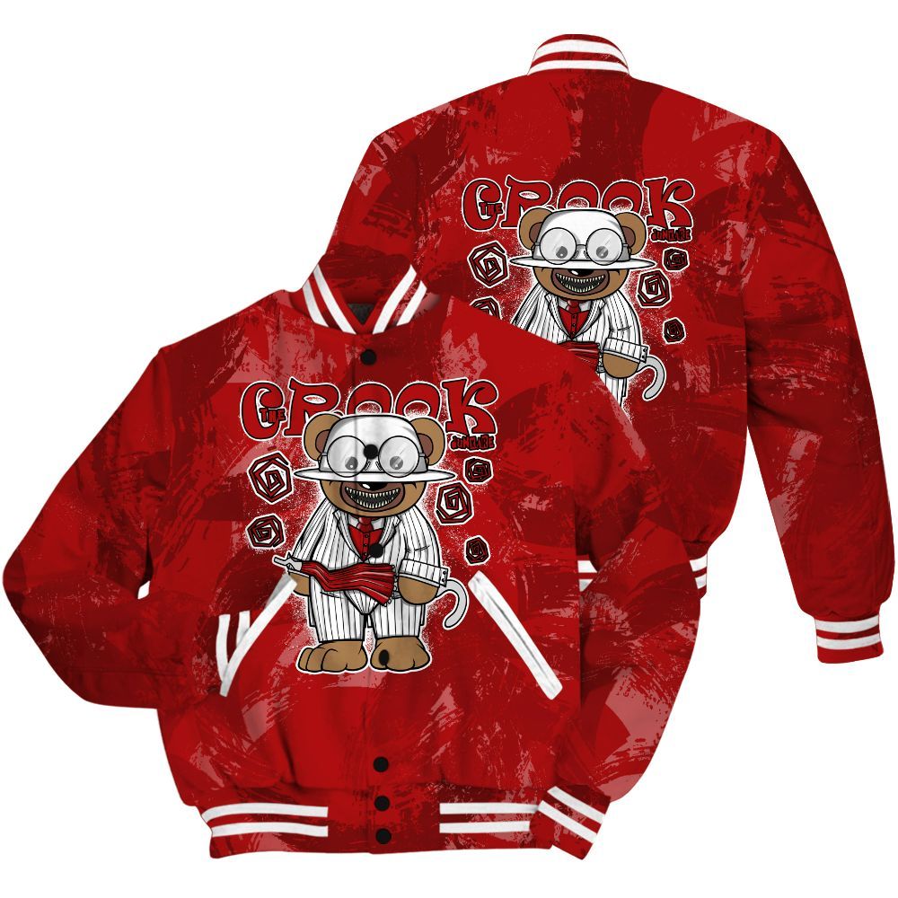 Varsity Jacket To Match Red Taxi 12s Shirt - Swindler Bear Circle Slpash All Over Print