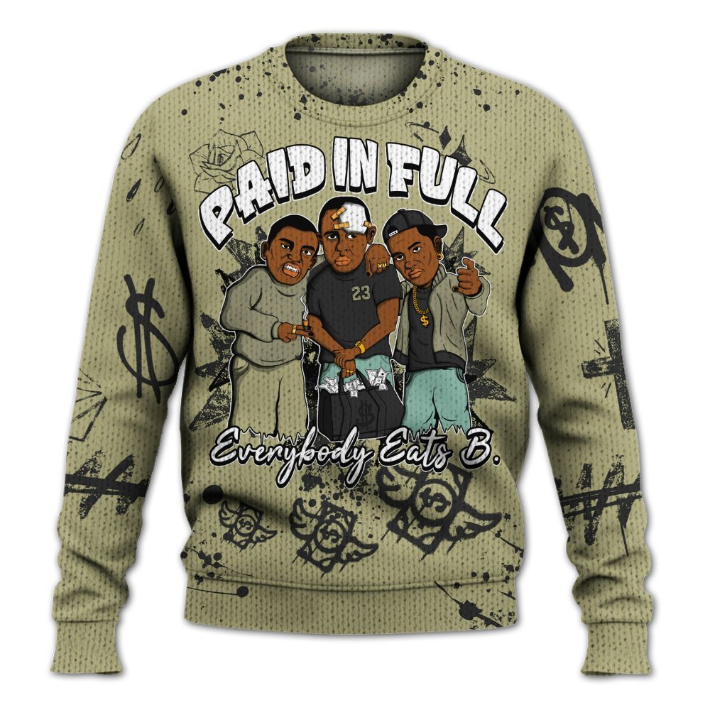 Knitted Sweater To Match Dunk Low Suede Olive Aura - Everybody Paid In Full Crayon