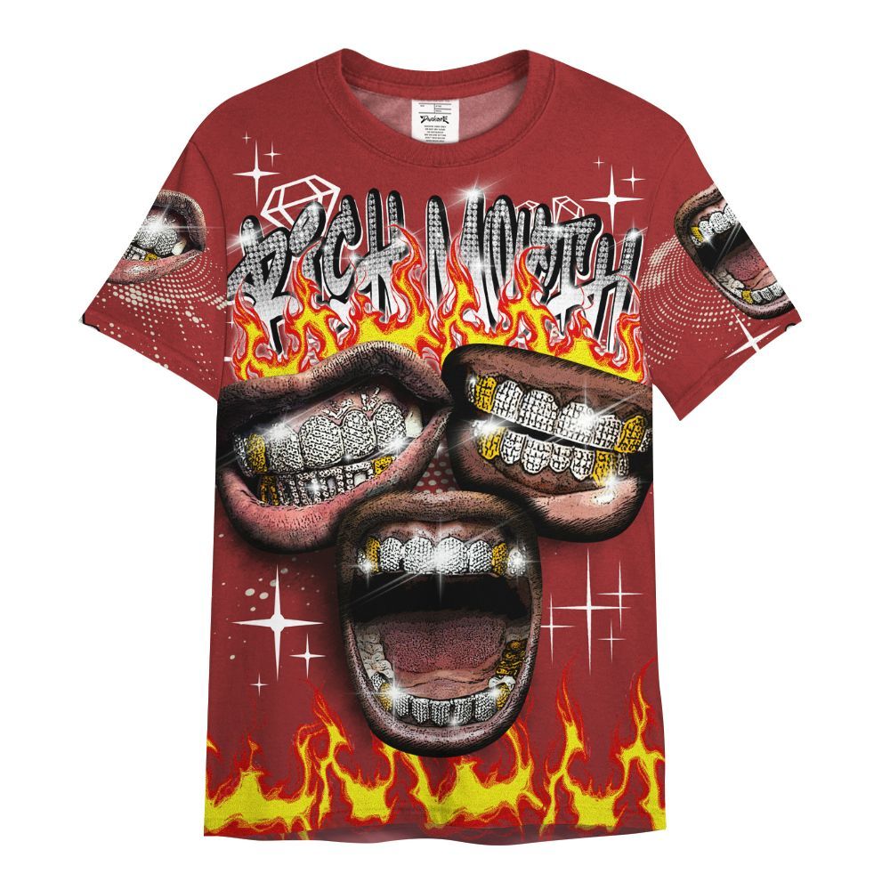 Shirt To Match High 85 Bred 1s - Rich Mouth Fire Rap Retro 90s All Over Print