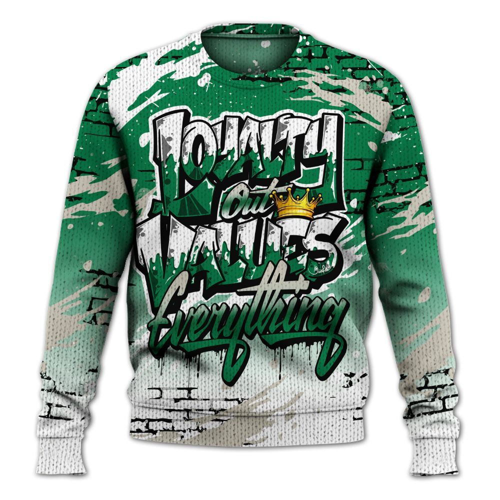 Knitted Sweater To Match Lucky Green 2s - Values Of Loyalty Drip