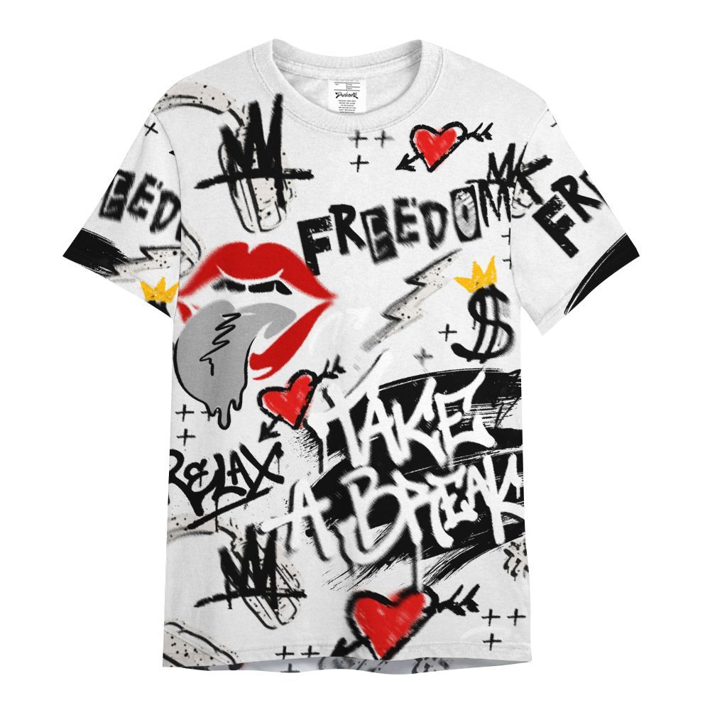 Shirt To Match Retro Reverse Metallic 5s - Take Break Freedom Graffiti Streetwear All Over Print