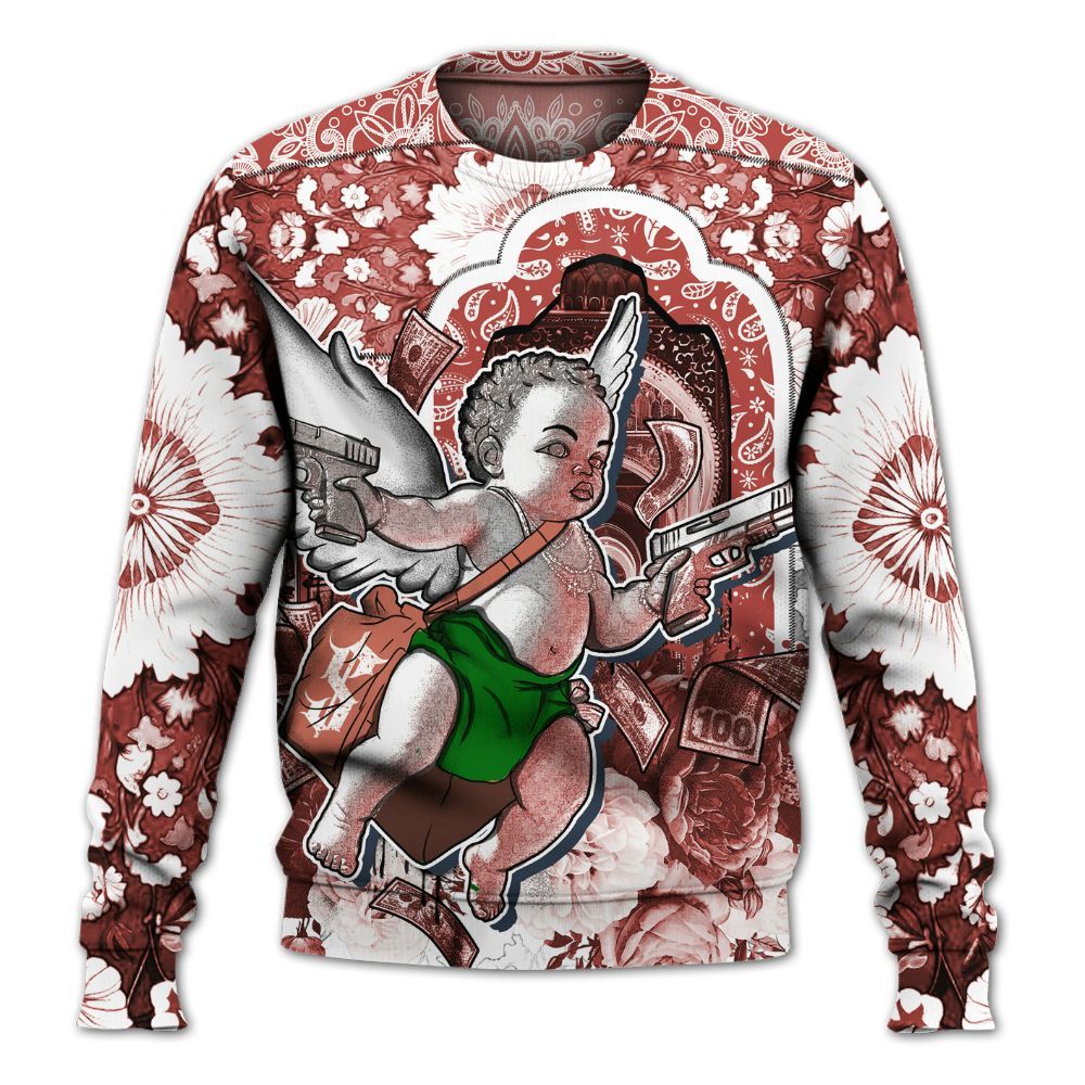 Sweatshirt To Match Dune Red 13s - Angel Money Bag All Over Print