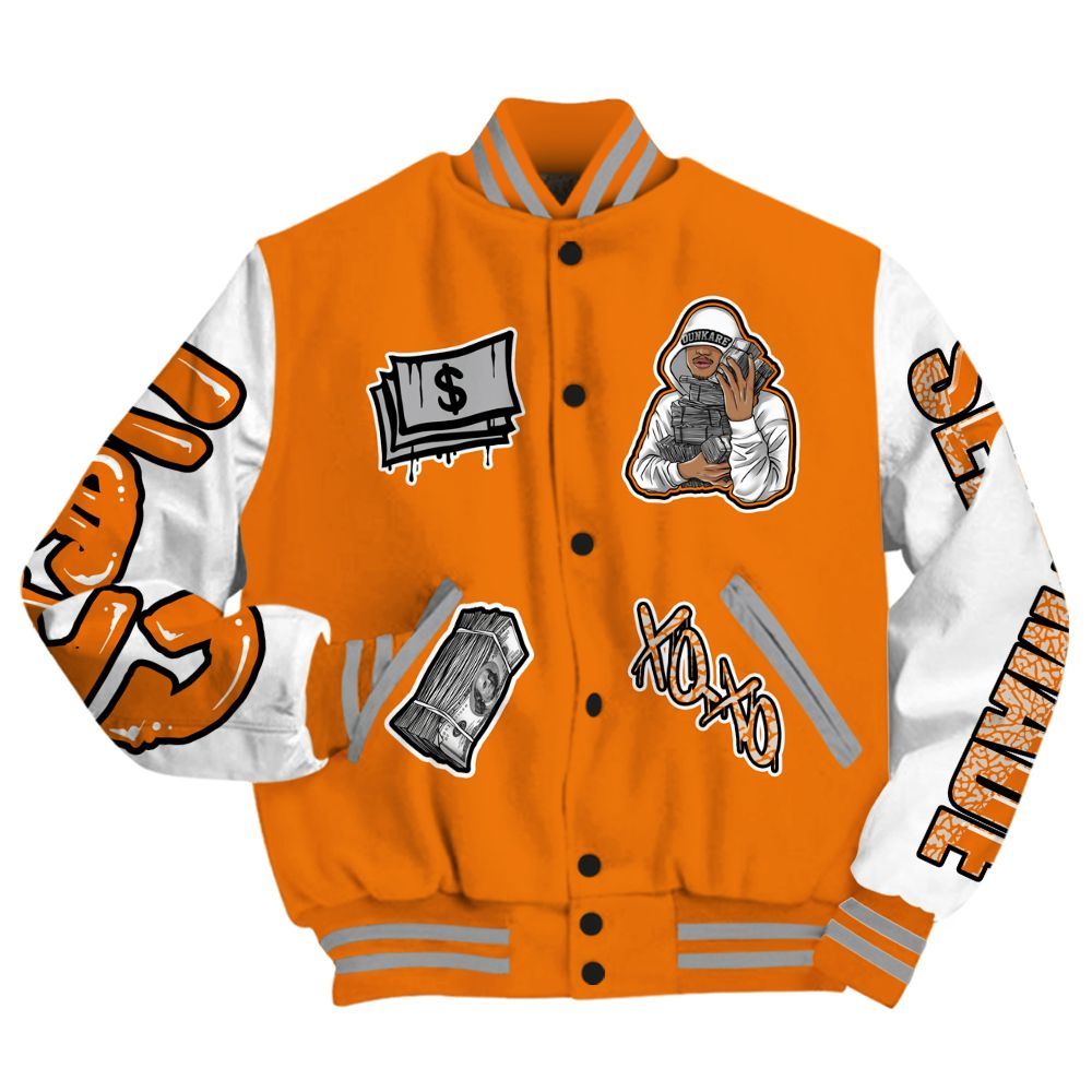 Varsity Jacket To Match Orange Citrus 3s - Selfmade Unique All Over Print