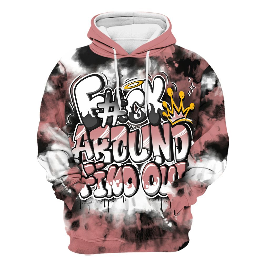 Hoodie To Match Low OG Rust Pink 1s - Tie Dye FK Around Find Out All Over Print