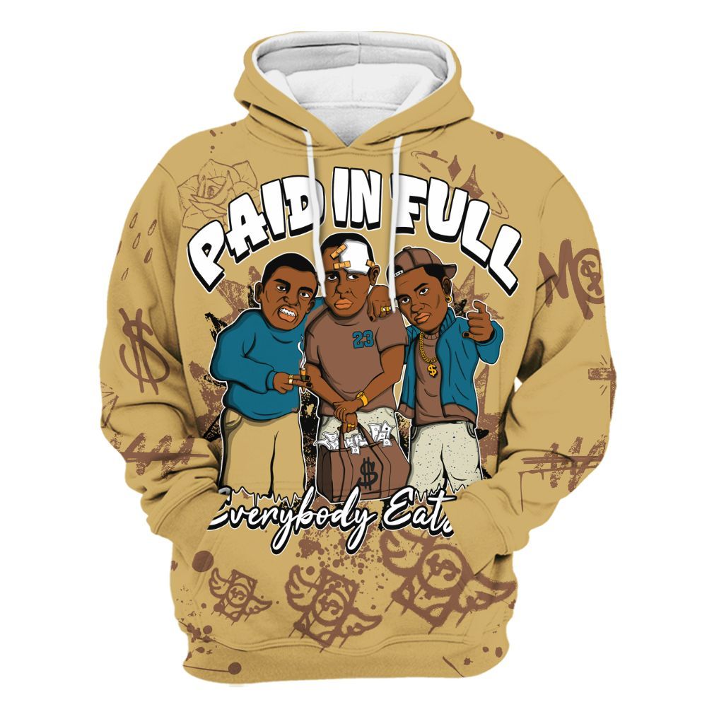 Hoodie To Match Retro Cacao Wow 4s - Everybody Paid In Full Crayon All Over Print
