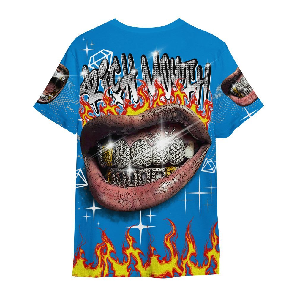 Shirt To Match Industrial Blue 4s - Rich Mouth Fire Rap Retro 90s All Over Print