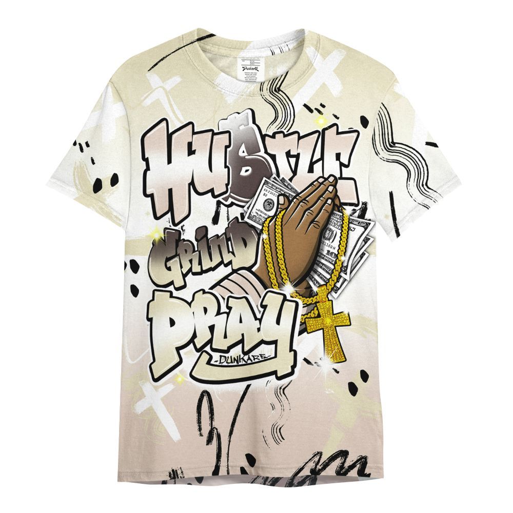 Shirt To Match A Ma Maniere X Fossil Stone 4s - Money Hustle Grind Pray All Over Print