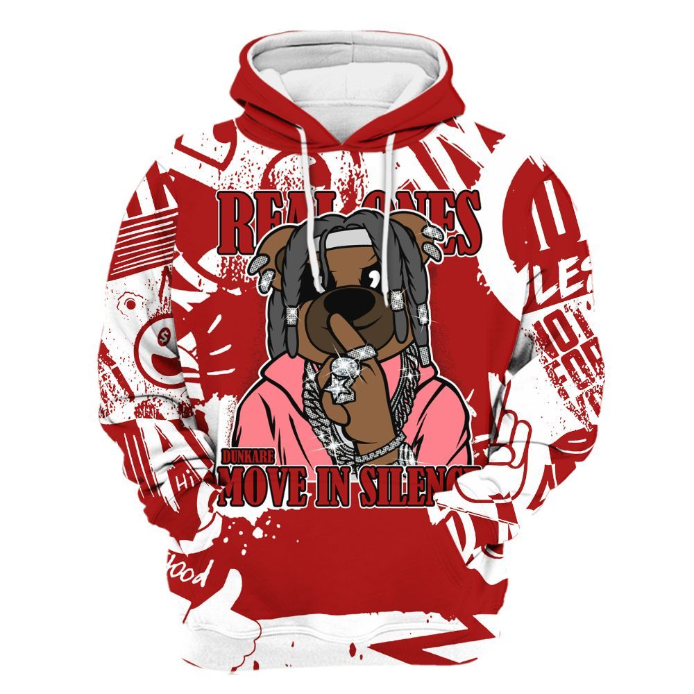 Hoodie To Match Red Taxi 12s - Silent Achievers Bear Monogram Graffiti All Over Print