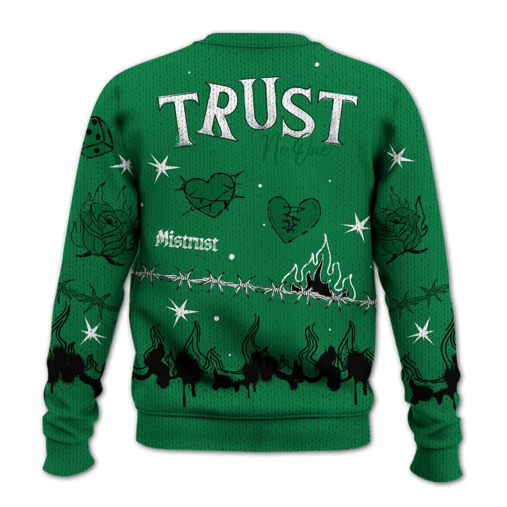 Knitted Sweater To Match Pine Green 13s - Trust No One Snake-Bite Doodle Crayon