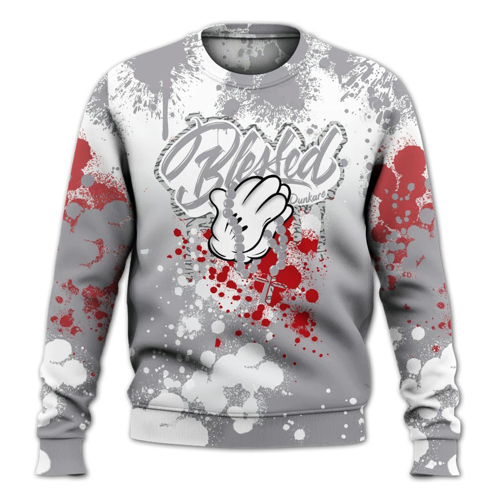 Sweatshirt To Match Cement Grey 3s - God Blessed Ink Drip All Over Print