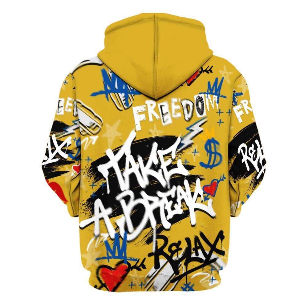 Hoodie To Match High Laney 1s - Take Break Freedom Graffiti Streetwear All Over Print