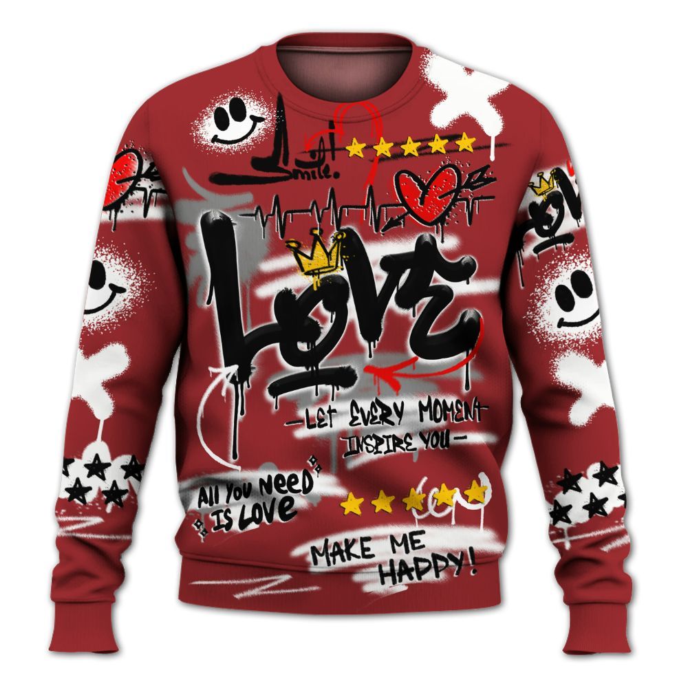 Sweatshirt To Match Alternate Flu Game 12s - Happy Love Beats Graffiti Streetwear All Over Print
