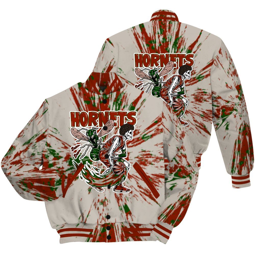 Varsity Jacket To Match El Grito 5s Shirt - Hornets Skeleton Luxury All Over Print