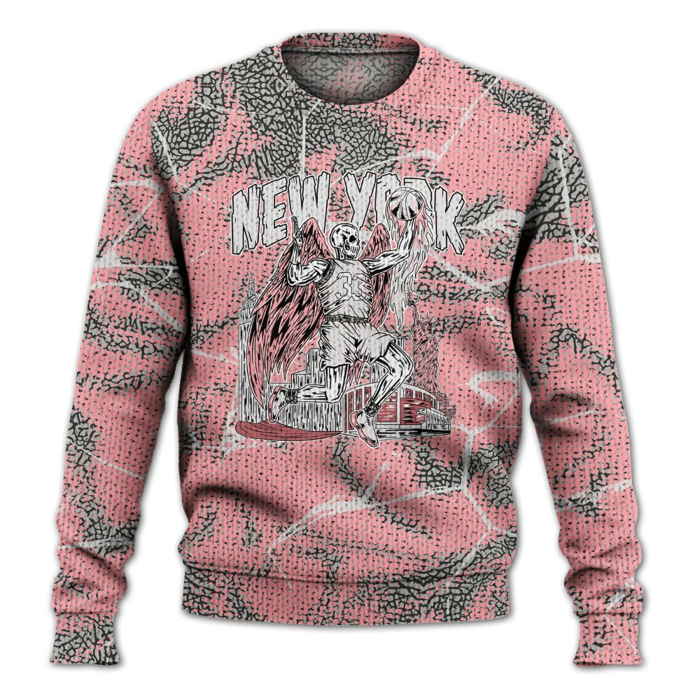 Knitted Sweater To Match Retro Wings 3s - Ewing Era Skeleton Crack