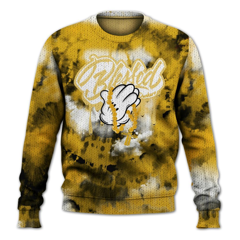 Knitted Sweater To Match Vivid Sulfur 4s - God Blessed Tie Dye