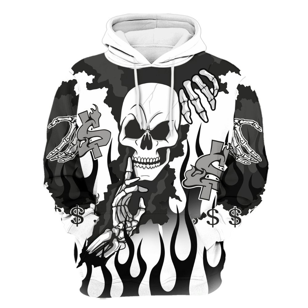 Hoodie To Match OG Steel Grey 10s - Ones Move In Silence Graphic Trapped All Over Print