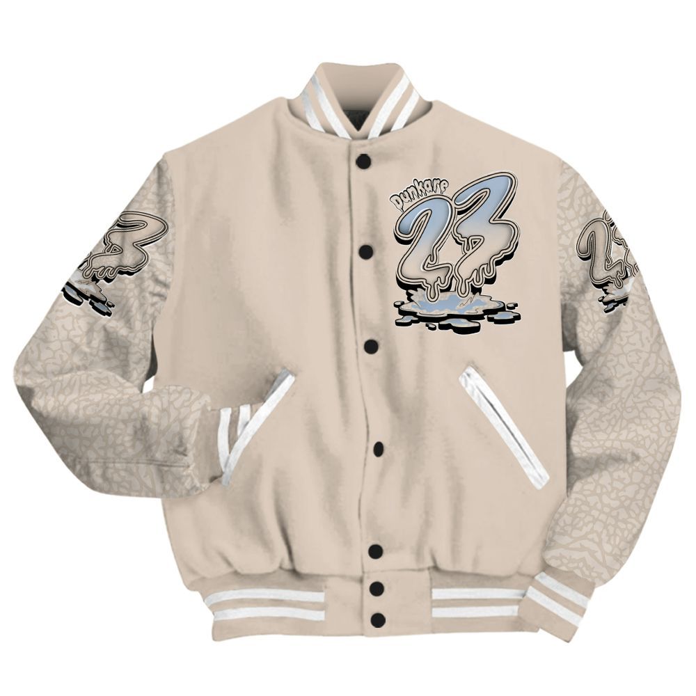 Varsity Jacket To Match Desert Sand 3s - Custom Name 23 Drip All Over Print